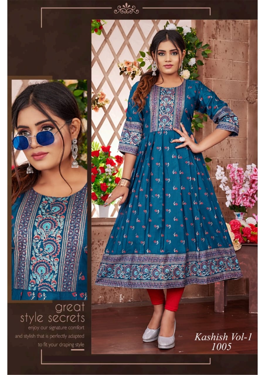 Kashish Vol 1 Fancy Designer Wholesale Anarkali Kurtis Catalog
